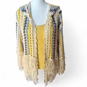 POL Crochet Fringe Cardigan & Tank - 2 Pc. Set